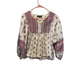 Romeo & Juliet Couture Balloon Sleeve Peasant Boho Style Blouse Size S